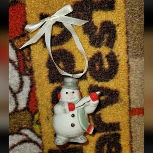 Lenox Festive Snowman Ornament with Ribbon Ceramic